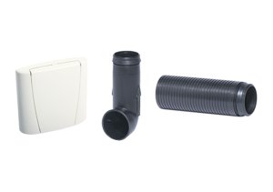 Cover assembly Optima, white, elbow coupling + extension
