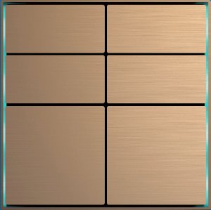 Dora series KNX button, antique bronze  4-gang / 6-buttons, metal anodized aluminum, cross design, ithermostat parametered,  nternal temperature reader, 2 external inputs.86x86x8mm