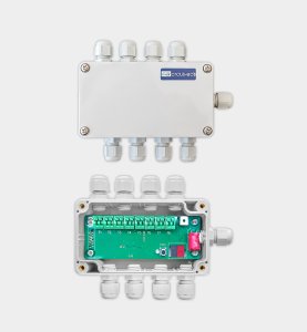 KNX Controller 8-Channel Temperature SK08-T8, Controls 8 PT1000 Sensors, KNX Bus Coupler, IP65 Protection, ETS Configurable, Two-Point/PI Controllers, Upper/Lower Limits, Impact-Resistant Housing.