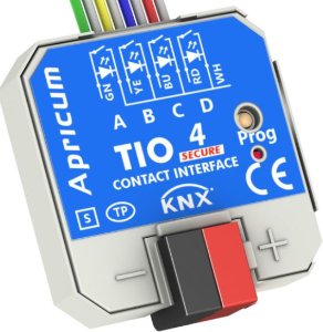 Apricum TIO4-Sec - KNX Secure Push Button Interface 4-fold with LED Outputs, for flush-mounting